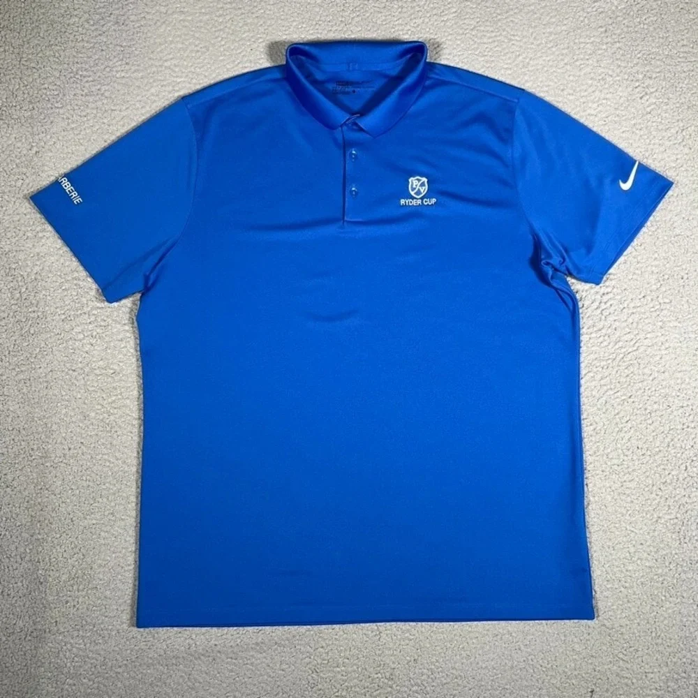 Nike Shirt Mens‎ XL Blue Golf Polo Performance Stretch Dri-Fit Ryder Cup Logo